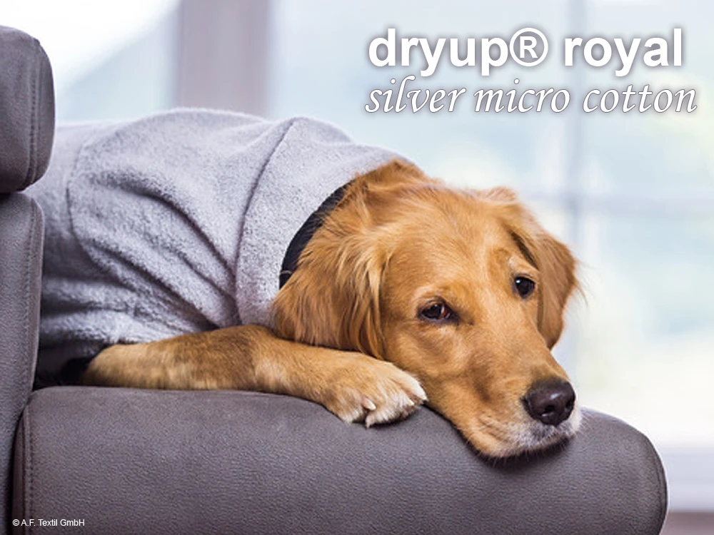 Dryup Cape Royal Hundebademantel Silver Micro Cotton 1 Dryup Cape Royal Hundebademantel Silver Micro Cotton