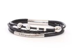 Handgearbeitetes Lederarmband Herzenshund Mit Schmuckperlen Schwarz -Hundebedarf 860694 Product