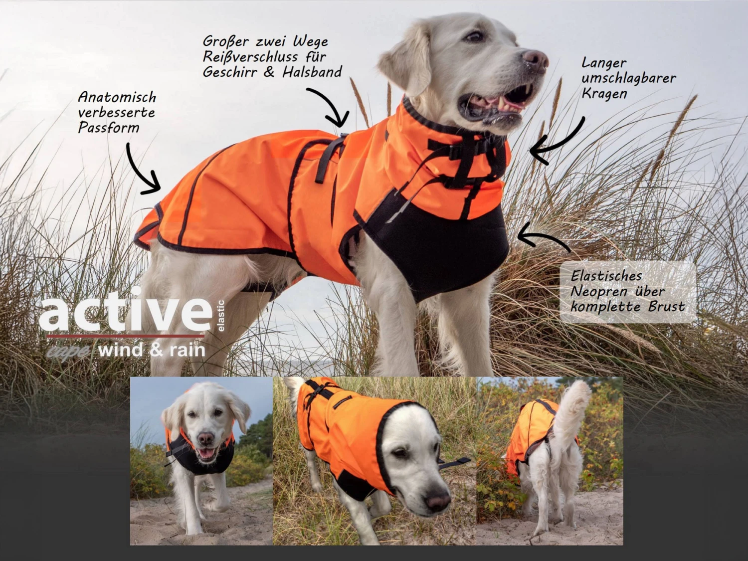 Active Cape Elastic Wind & Rain Orange 1 Active Cape Elastic Wind & Rain Orange